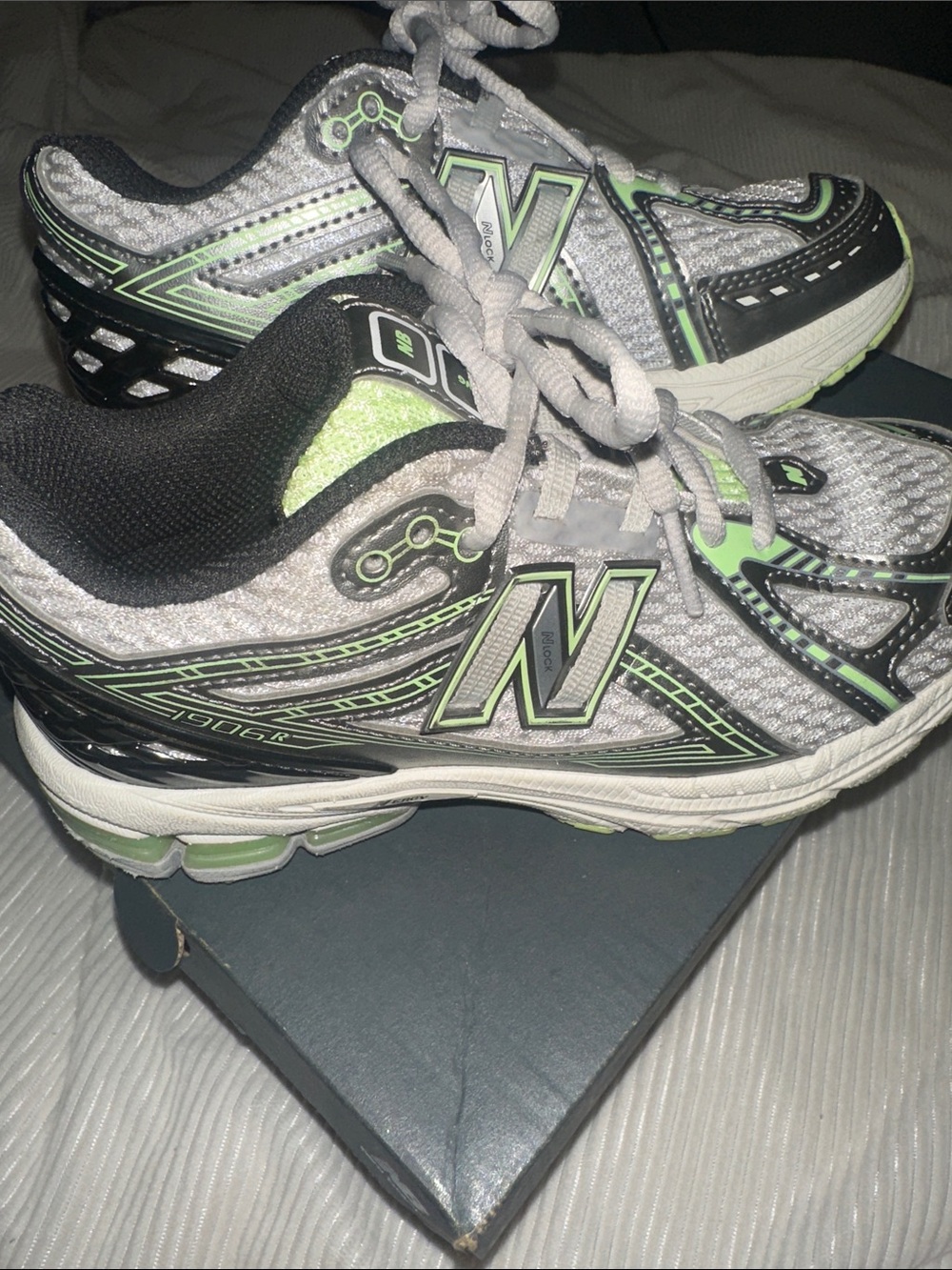 New Balance Kids Gray & Lime Athletic Sneakers